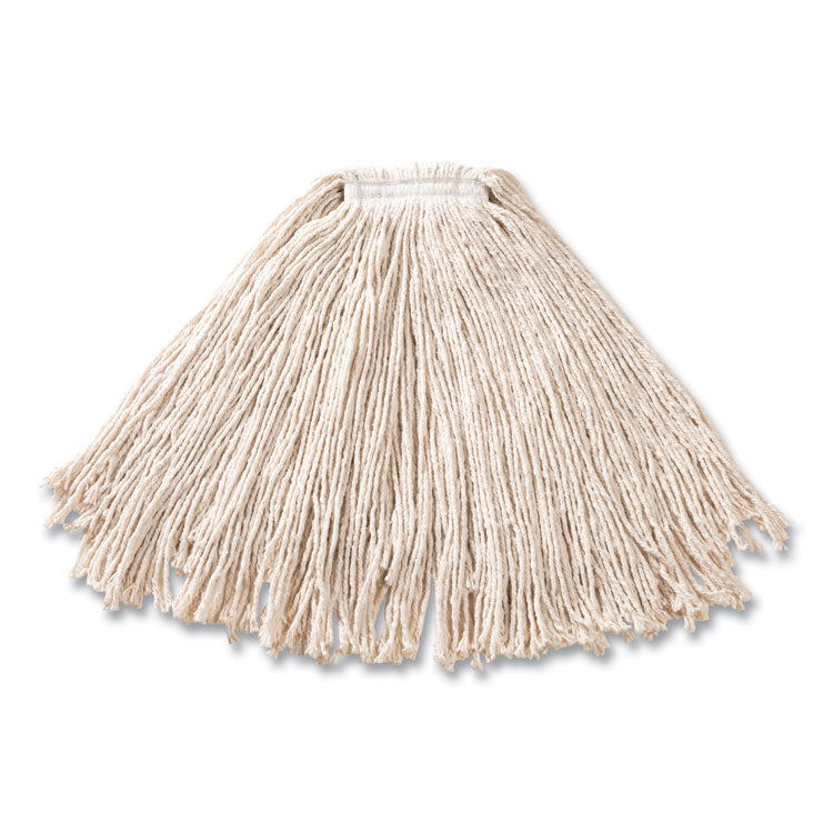Cut-End Cotton Wet Mop Heads, Cotton/Plastic, White, 12/Carton