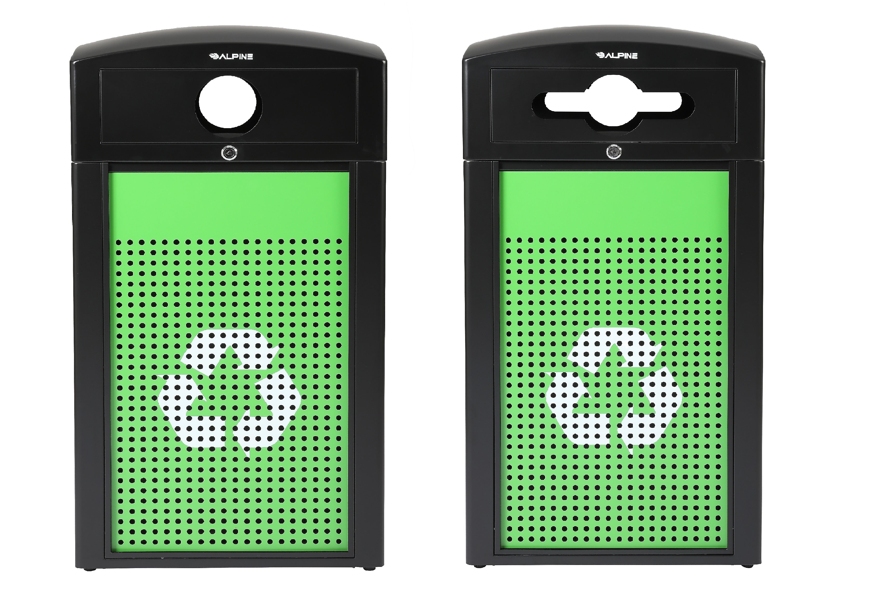 Alpine Industries GS Series Steel Recycling Bin, 80 Gallon, Green (ALP471-40-GSCM-MK)