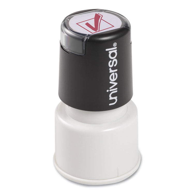Round Message Stamp, Check Mark, Pre-Inked/re-Inkable, Red