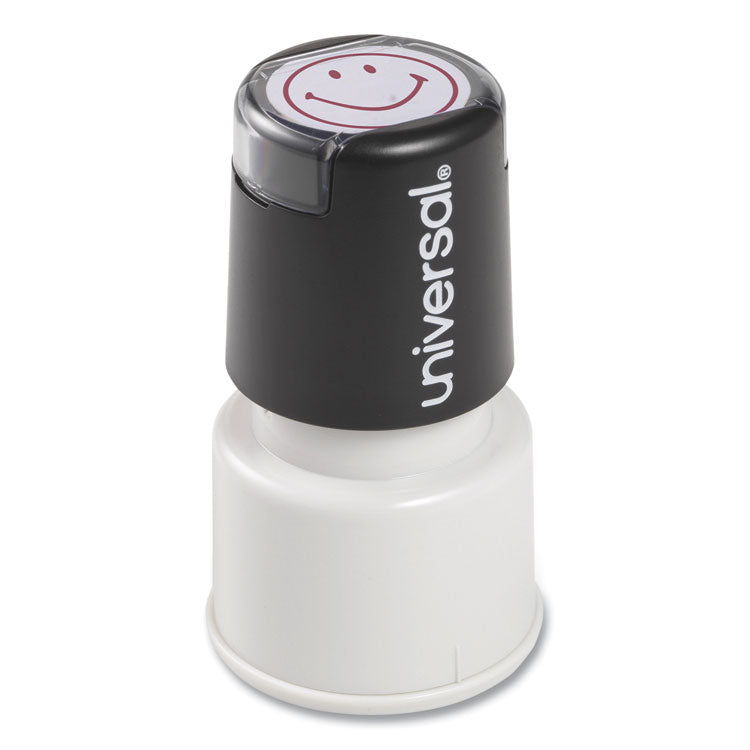 Round Message Stamp, Smiley Face, Pre-Inked/re-Inkable, Red
