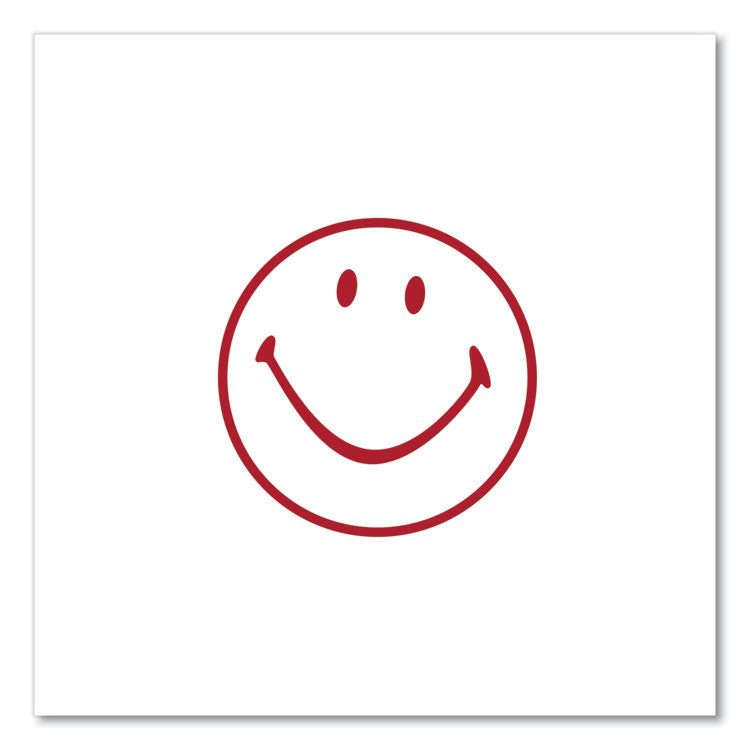 Round Message Stamp, Smiley Face, Pre-Inked/re-Inkable, Red