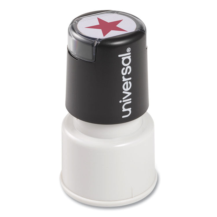 Round Message Stamp, Star, Pre-Inked/re-Inkable, Red