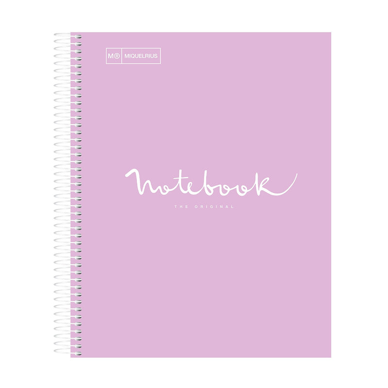 Miquelrius 1-Subject Notebook, 8.5" x 11", College-Ruled, 80 Sheets, Lavender, 5/Carton (48281CS)