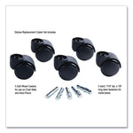 Deluxe Futura Flush-Mount Soft-Wheel Casters, 0.44" x 0.88" Type B Stems, 2.19" Polyurethane Wheels, Matte Black, 5/Set