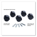 Deluxe Duet Hard-Wheel Casters, 0.44" x 0.88" Grip Ring Type B Stems, 2" Nylon Wheels, Matte Black, 5/Set