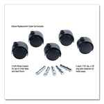 Deluxe Duet Soft-Wheel Casters, 0.44" x 0.88" Grip Ring Type B Stems, 2" Polyurethane Wheels, Matte Black, 5/Set