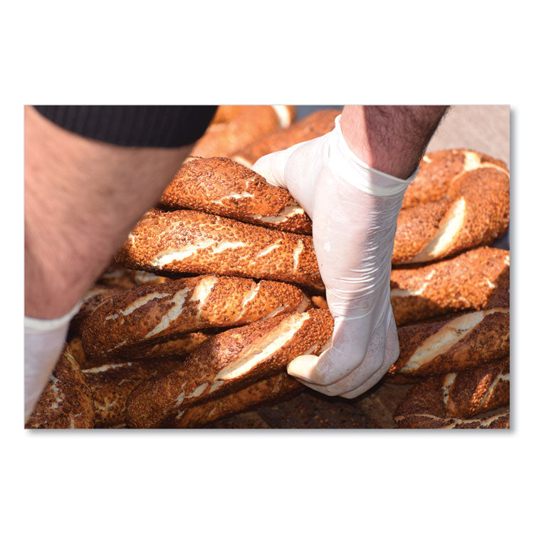 Stretch Vinyl Examination Gloves, Powder-Free, Small, 5 mil Thick, 9.45" Long, Cream, 100/Box