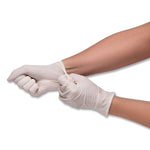 Stretch Vinyl Examination Gloves, Powder-Free, Medium, 5 mil Thick, 9.45" Long, Cream, 100/Box
