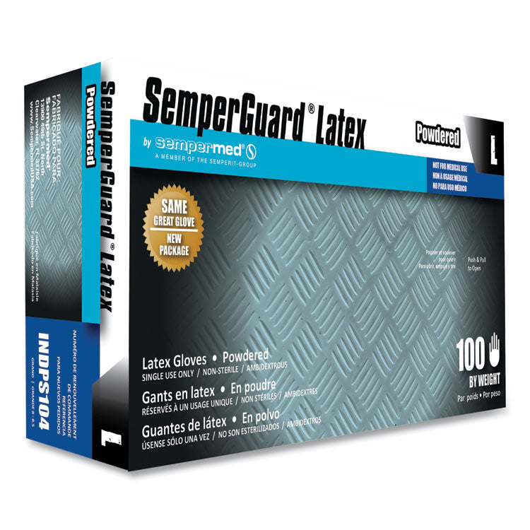 Latex Gloves, Powdered, Large, 4 mil Thick, 9.45" Long, Cream, 100/Box, 10 Boxes/Carton