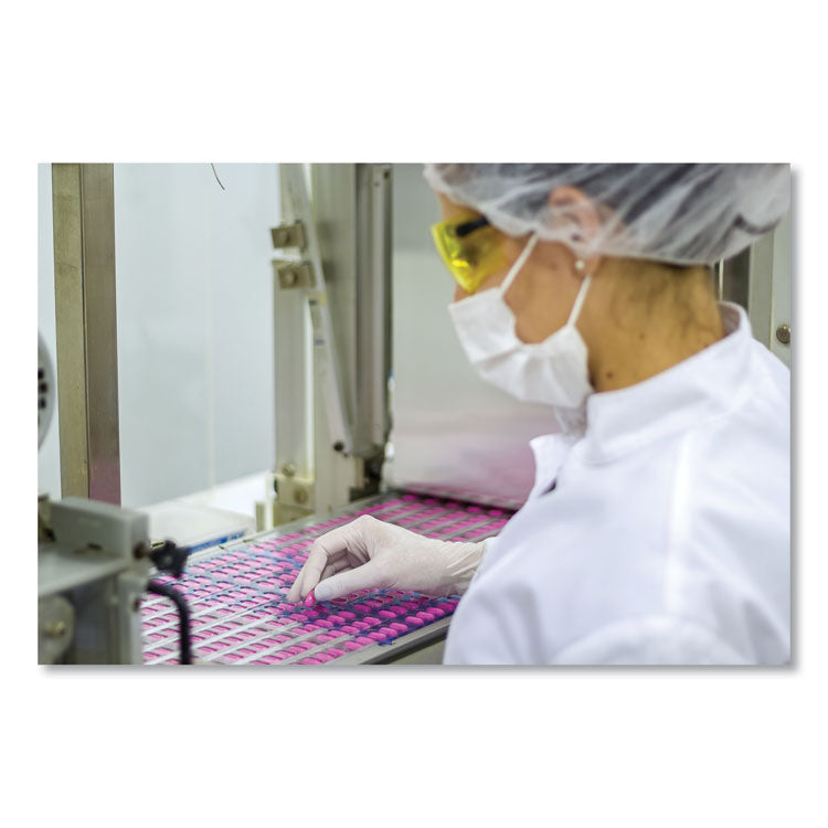 Stretch Vinyl Examination Gloves, Powder-Free, Medium, 5 mil Thick, 9.45" Long, Cream, 100/Box, 10 Boxes/Carton