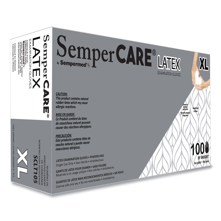 Latex Examination Gloves, Powder-Free, X-Large, 5 mil Thick, 9.45" Long, Cream, 100/Box, 10 Boxes/Carton