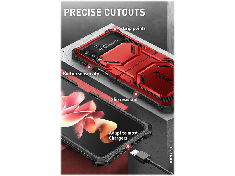 i-Blason Armorbox Metallic Red Rugged Case for Samsung Galaxy Z Flip4 (Galaxy2022-ZFlip4-5G-Armorbox-Ruddy)