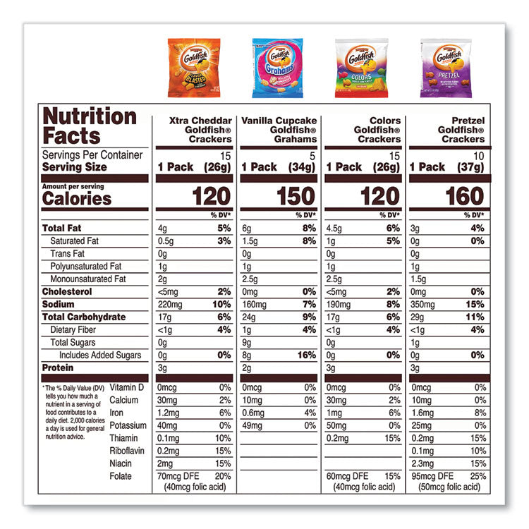 Goldfish Sweet and Savory Variety Pack, Assorted Flavors, 45/Carton