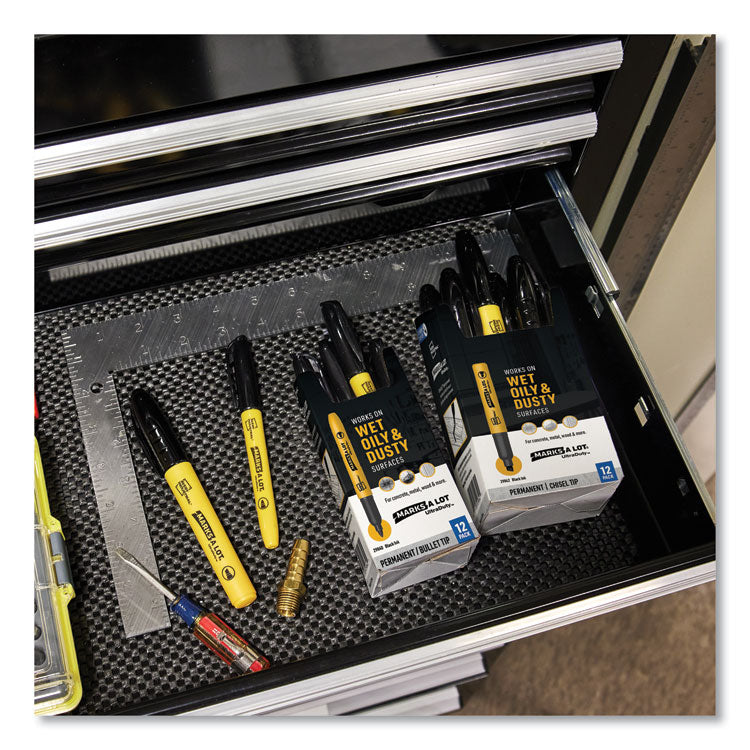 MARKS A LOT UltraDuty Permanent Markers, Medium Chisel Tip, Black, 12/Box