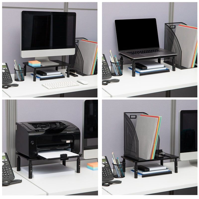 Mind Reader Ventilated Adjustable Monitor Stand, Up to 44 lbs., Black (4LEGMET-BLK)