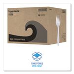 Heavyweight Wrapped Polypropylene Cutlery, Fork, Plastic, White, 1,000/Carton