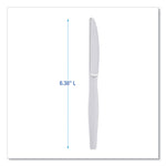 Heavyweight Polystyrene Cutlery, Knife, Plastic, White, 1,000/Carton