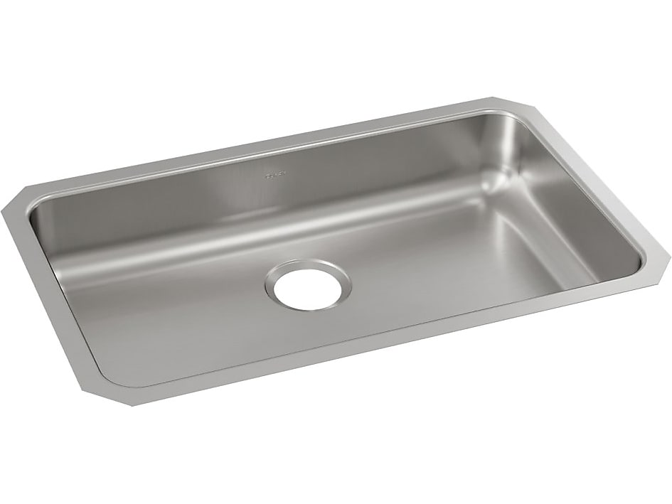 Elkay Lustertone Classic Single-Bowl Undermount Sink, 18.5" x 30.5" x 5.38", Stainless Steel, Lustrous Satin (ELUHAD281655)
