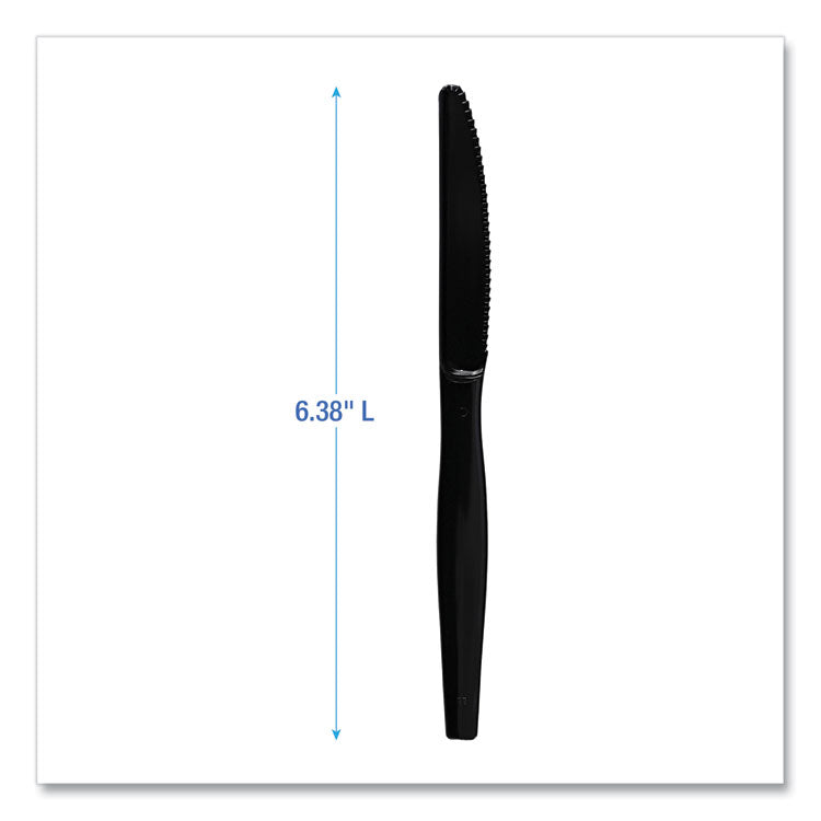Heavyweight Polystyrene Cutlery, Knife, Plastic, Black, 1,000/Carton