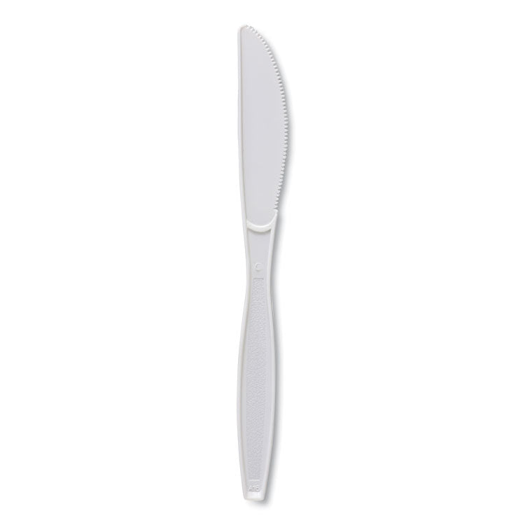 Heavyweight Polypropylene Cutlery, Knife, Plastic, White, 1,000/Carton