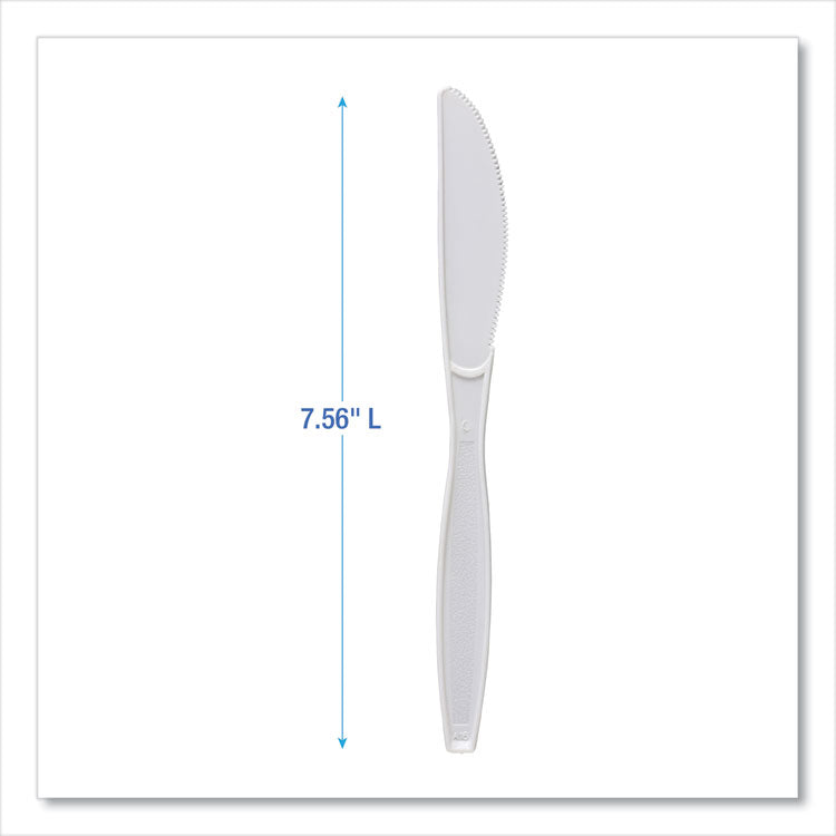 Heavyweight Polypropylene Cutlery, Knife, Plastic, White, 1,000/Carton