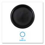 Hi-Impact Plastic Dinnerware, Plate, 10" dia, Black, 125/Sleeve, 4 Sleeves/Carton