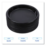 Hi-Impact Plastic Dinnerware, Plate, 10" dia, Black, 125/Sleeve, 4 Sleeves/Carton