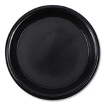 Hi-Impact Plastic Dinnerware, Plate, 10" dia, Black, 125/Sleeve, 4 Sleeves/Carton