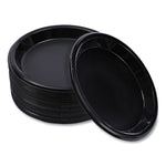 Hi-Impact Plastic Dinnerware, Plate, 10" dia, Black, 125/Sleeve, 4 Sleeves/Carton