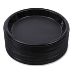 Hi-Impact Plastic Dinnerware, Plate, 10" dia, Black, 125/Sleeve, 4 Sleeves/Carton