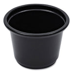 Souffle/Portion Cups, 1 oz, Plastic, Black, 125/Sleeve, 20 Sleeves/Carton