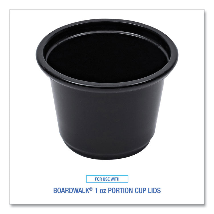 Souffle/Portion Cups, 1 oz, Plastic, Black, 125/Sleeve, 20 Sleeves/Carton