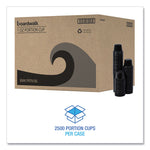 Souffle/Portion Cups, 1 oz, Plastic, Black, 125/Sleeve, 20 Sleeves/Carton