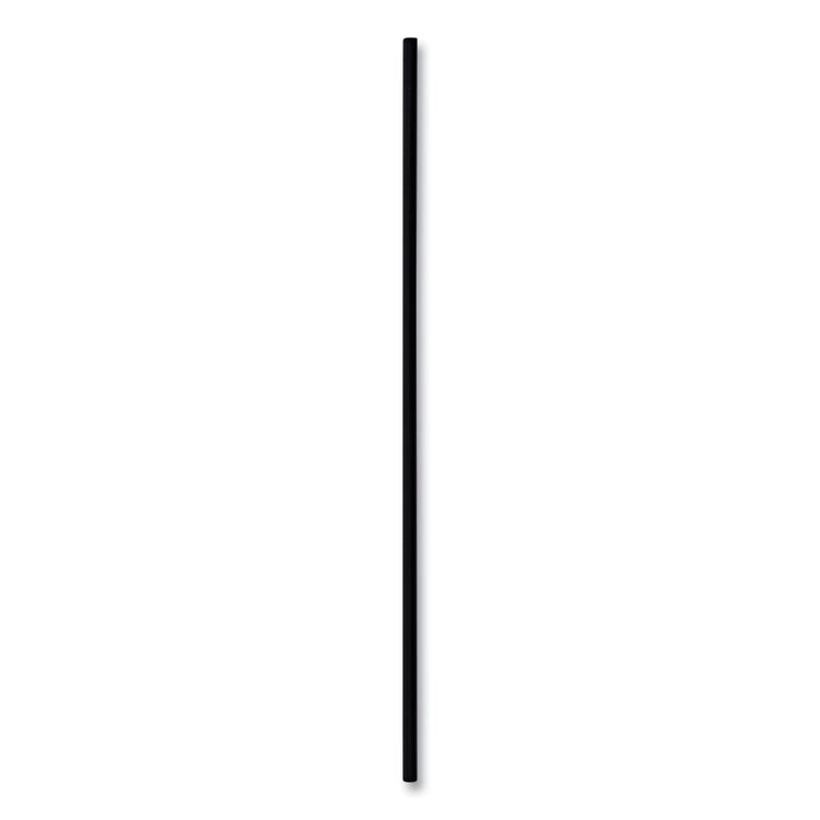 Cocktail Straws, 8", Polypropylene, Black, 500/Pack, 10 Packs/Carton