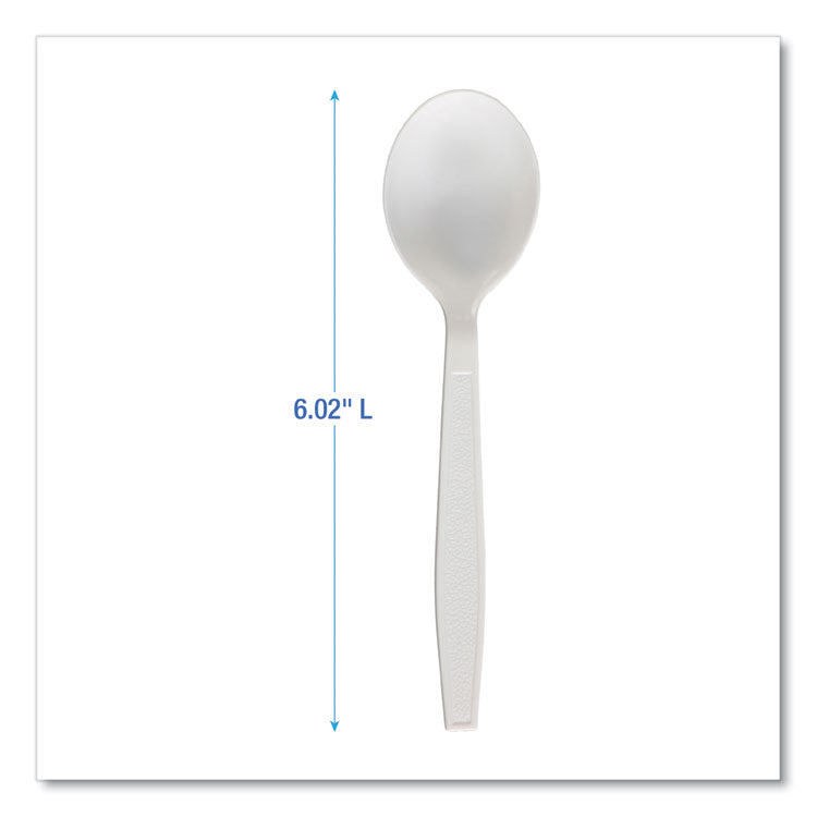 Heavyweight Polypropylene Cutlery, Soup Spoon, Plastic, White, 1,000/Carton