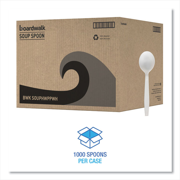Heavyweight Polypropylene Cutlery, Soup Spoon, Plastic, White, 1,000/Carton