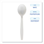 Heavyweight Polypropylene Cutlery, Soup Spoon, Plastic, White, 1,000/Carton