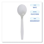 Mediumweight Polystyrene Cutlery, Soup Spoon, Plastic, White, 1,000/Carton