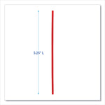 Single-Tube Stir-Straws,5.25", Polypropylene, Red, 1,000/pack, 10 Packs/carton
