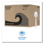 Heavyweight Polypropylene Cutlery, Spoon, Plastic, White, 1,000/Carton