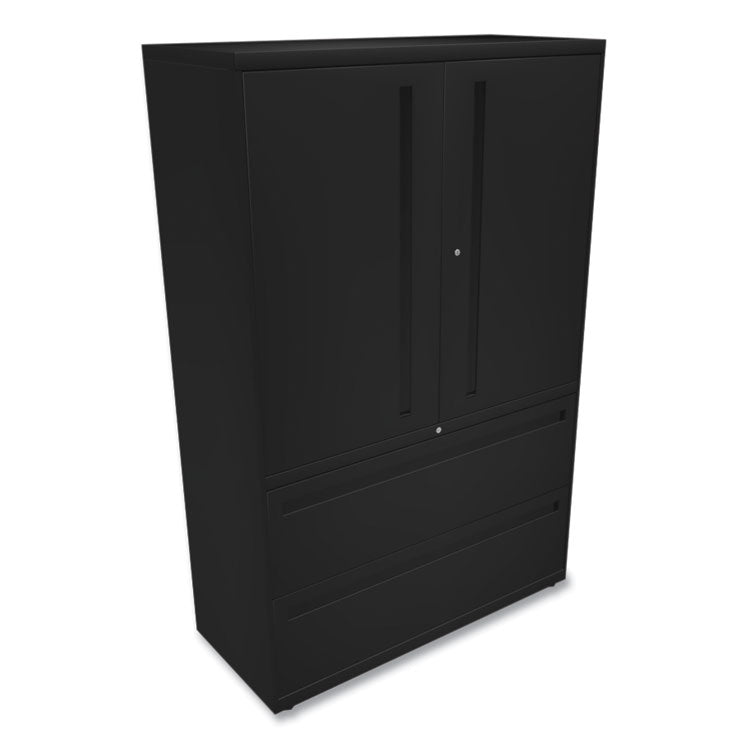 Brigade 700 Series Lateral File, Three-Shelf Enclosed Storage, 2 Legal/letter-Size File Drawers, Black, 42" X 18" X 64.25"
