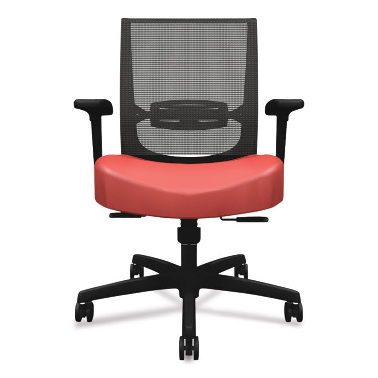 Convergence Mid-Back Task Chair, Synchro-Tilt And Seat Glide, Supports Up To 275 Lb, Red Seat, Black Back/base