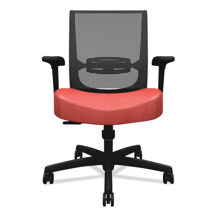 Convergence Mid-Back Task Chair, Swivel-Tilt, Supports Up To 275 Lb, 16.5" To 21" Seat Height, Red Seat, Black Back/base