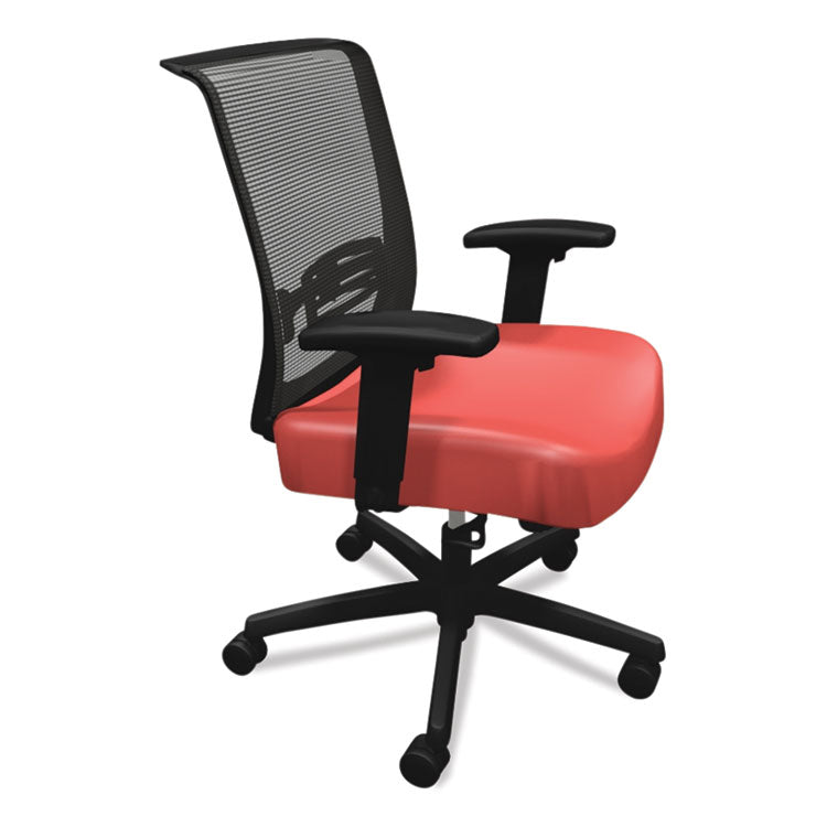 Convergence Mid-Back Task Chair, Swivel-Tilt, Supports Up To 275 Lb, 16.5" To 21" Seat Height, Red Seat, Black Back/base