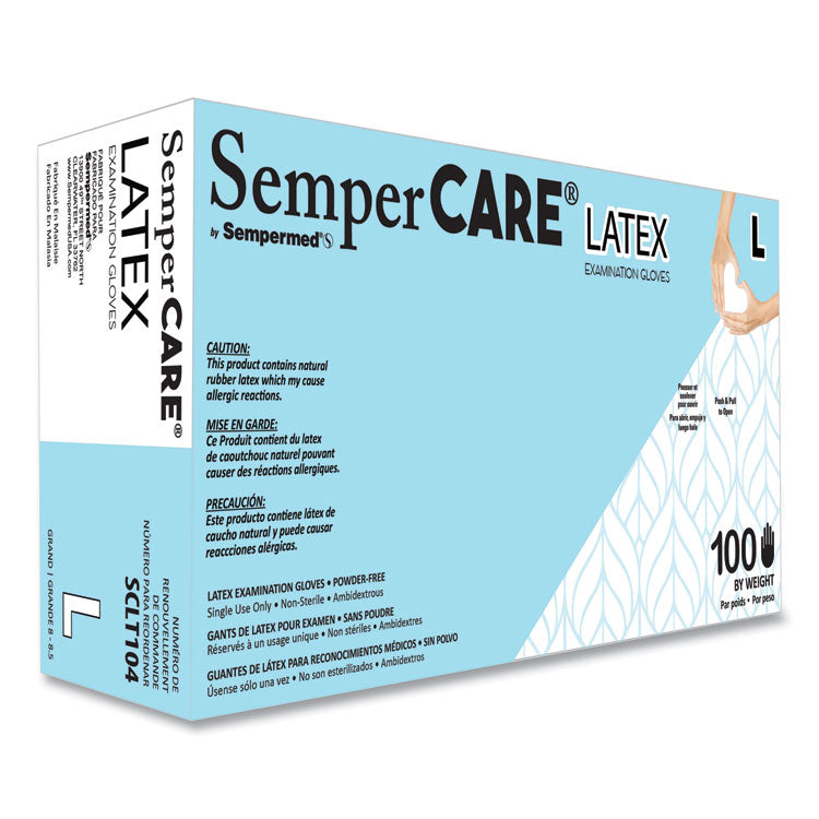 Latex Examination Gloves, Powder-Free, Large, 5 mil Thick, 9.45" Long, Cream, 100/Box, 10 Boxes/Carton