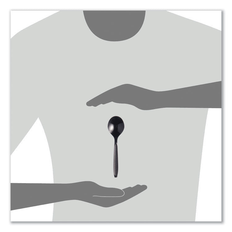 Reliance Mediumweight Cutlery, Soup Spoon, Plastic, Black, 1,000/Carton