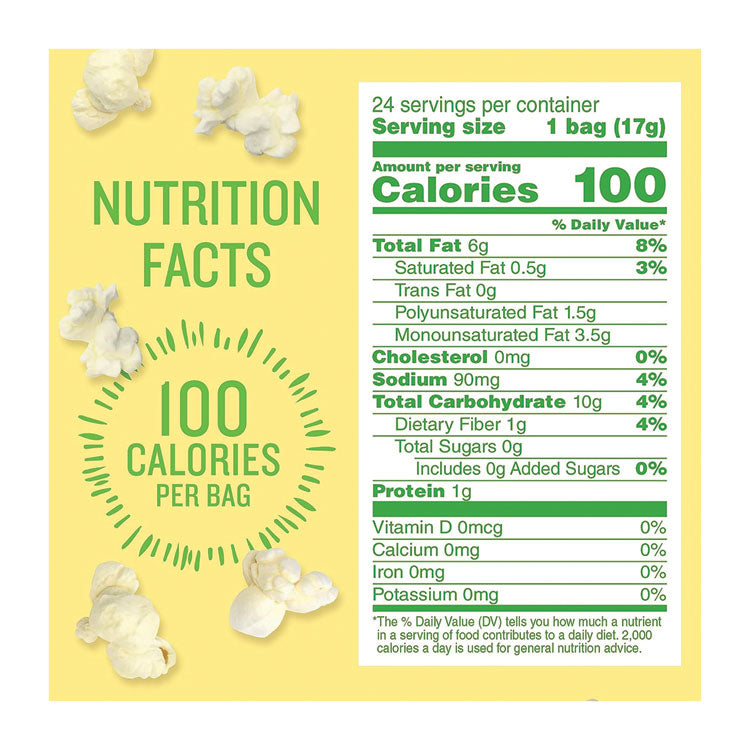 BOOMCHICKAPOP Popcorn, 0.6 oz Bag, 24 Bags/Carton