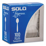 Impress Heavyweight Full-Length Polystyrene Cutlery, Spoon, Plastic, White, 100/Box