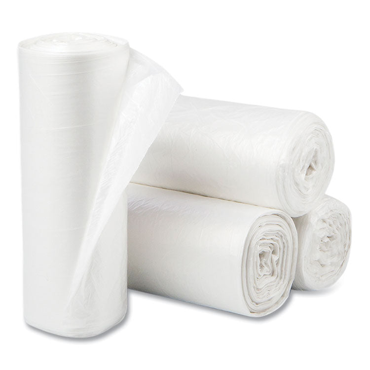 High-Density Commercial Can Liners, 16 gal, 6 mic, 24" x 33", Natural, Perforated Roll, 50 Bags/Roll, 20 Rolls/Carton