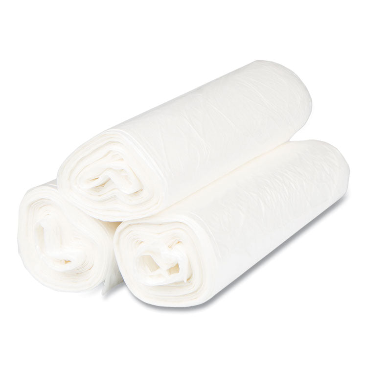 High-Density Commercial Can Liners, 30 gal, 8 mic, 30" x 37", Clear, Interleaved Roll, 25 Bags/Roll, 20 Rolls/Carton